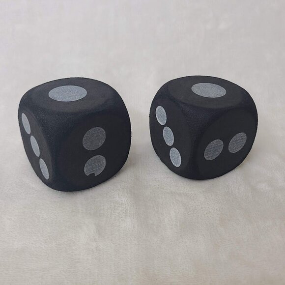Black Foam Dice Black with White Spots 2.25" Set of 2 Two Party Game Decor - Picture 4 of 6
